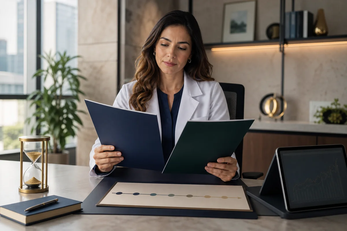 Médico analisando planejamento de aposentadoria com PGBL e VGBL