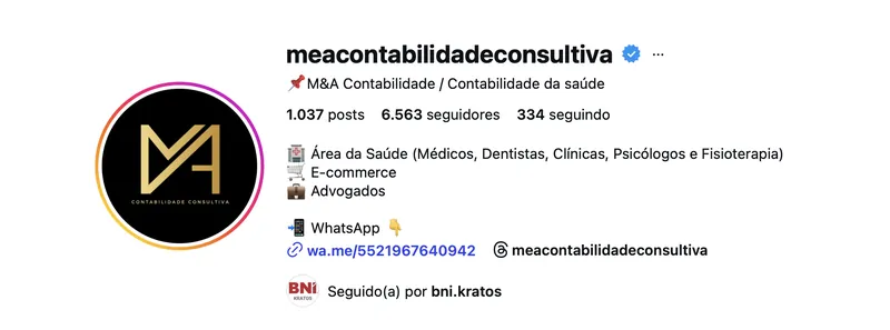 Print do perfil do Instagram da M&A Contabilidade Consultiva